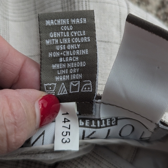 Vintage Norton McNaughton Petites Linen Blend Plaid Trousers Beige Gray Size 12P - Picture 4 of 11